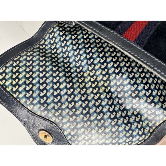 Vintage Gucci Sherry Line Navy Suede Clutch Bag - Picture 12 of 13